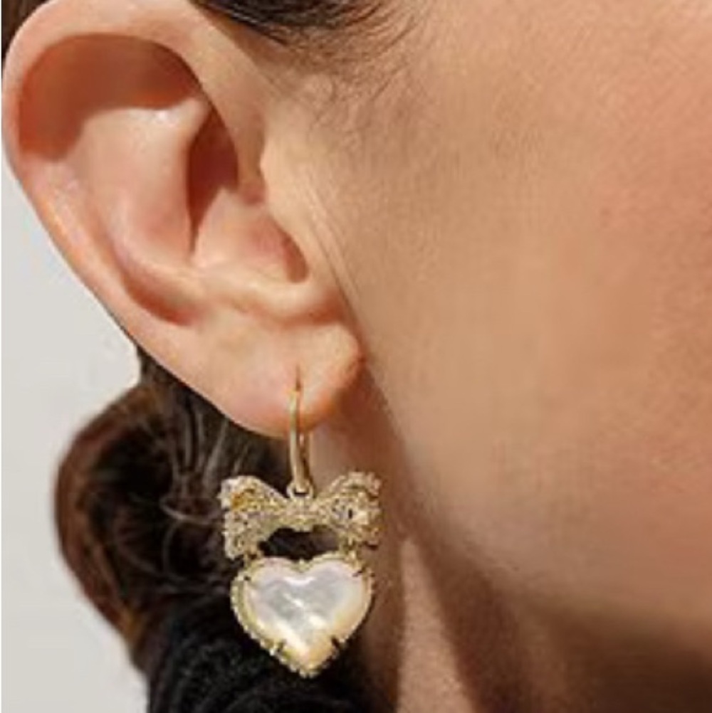 Kendra Scott Haisley Heart Gold Drop Earrings NEW